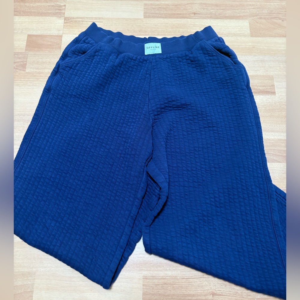Offline by Aerie Textured Navy Straight Leg Sweatpants